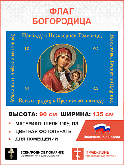 Флаг 144 Богородица Не оставь Всепетая Царице 90х135 материал шелк для помещений