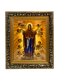 Икона Нерушимая Стена Божия Матерь на холсте в киоте 191