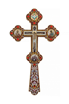 Крест напрестольный №6 сложный малый 5-живописей, филигрань, эмаль, хим.гравировка / золочение Крест напрестольный №6 сложный малый 5-живописей, филигрань, эмаль, хим.гравировка / золочение