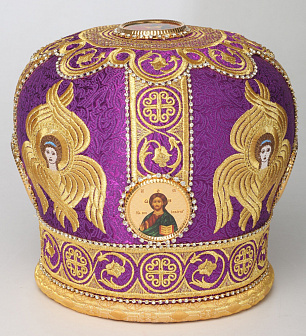 Митра №034 глазет вышивка а/м херувимы фоторамки, стр.дорожки в футляре