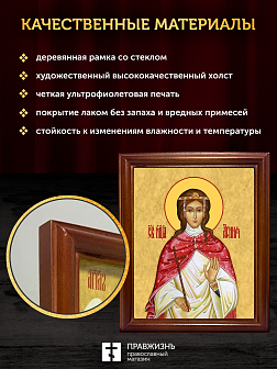 Икона Агния Анна Римская мученица, деревянная рамка со стеклом 15х18х2 см 307