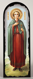 Икона на МДФ 18х50 арочная, объёмная печать, лак Анатолий