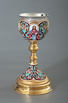 Потир 0.5л 4-финифти, филигрань, эмаль / золочение / серебряный стакан (УИН)