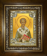 Икона Герман Константинопольский святитель в деревянном киоте