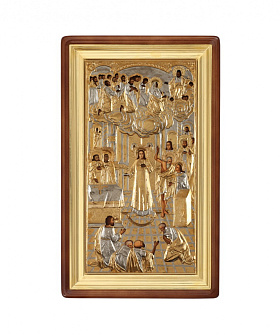 Икона живописная в киоте 50х100 масло, риза №197, киот №1 Покров Пресвятой БМ