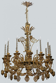 Паникадило 1 ярус 12 свечей чеканное золочение