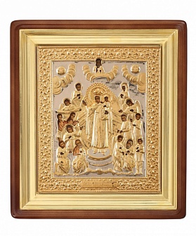 Икона Пресвятая Богородица ''Всех Скорбящих Радость'', оклад, киот