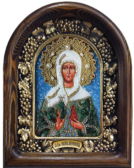 Икона Иоанна Мироносица из бисера в деревянном киоте