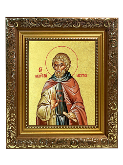 Икона "Моисей Мурин", св. прп., с золочением поталью, 09М2-УЛ