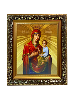 Икона Скоропослушница Божия Матерь на холсте в киоте 132