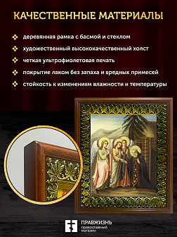 Икона Александр Свирский преподобный с золочением, деревянная рамка с басмой и стеклом 18х21х2,5 см 
