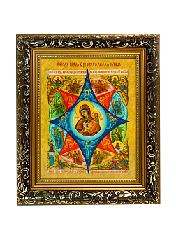 Икона Неопалимая Купина Божия Матерь на холсте в киоте 181