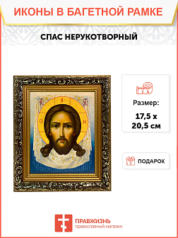 Икона Спас Нерукотворный на холсте в киоте 1130