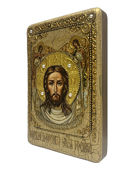 Икона ''Спас Нерукотворный'' ручной работы из дуба в футляре Икона ''Спас Нерукотворный'' ручной работы из дуба в футляре
