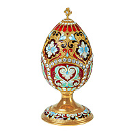 Яйцо пасхальное филигрань, эмаль, камни на подставке / золочение
