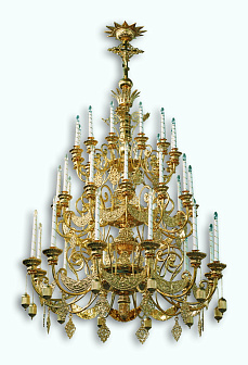 Паникадило 3 яруса 36 свечей чеканное золочение Паникадило 3 яруса 36 свечей чеканное золочение