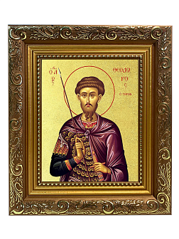 Икона "Феодор Тирон", св. вмч., с золочением поталью, 09Ф5-УЛ