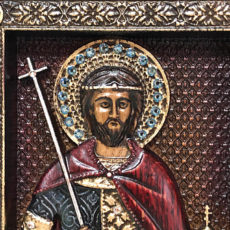 Икона Святой князь Владислав Сербский, резная из дерева