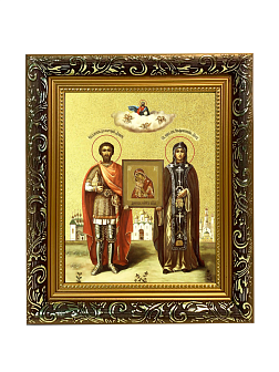 Икона "Дмитрий Донской и Евфросиния Московская", свв. блгвв. кн. и кнг., с золочением поталью, 09038