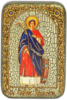 Настольная икона ''Святая великомученица Екатерина'' на мореном дубе
