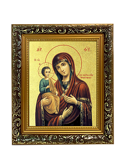 Икона Божией Матери "Троеручица" с золочением поталью, 03077-УЛ