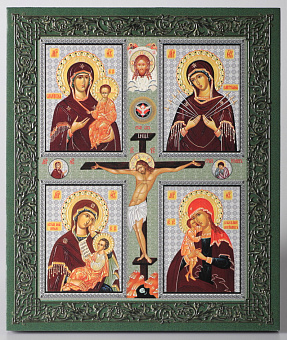 Икона на доске 22х26 объёмная печать, лак Четырехчастная