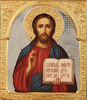 Икона живописная Спасителя 24х30, масло, риза №34, золочение