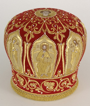 Митра №008 бархат вышитые иконы а/м стр.дорожки в футляре Митра №008 бархат вышитые иконы а/м стр.дорожки в футляре