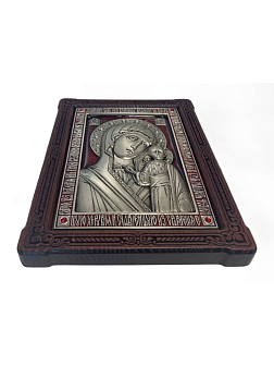 Икона Богородица Казанская гальваника Красная эмаль стразы Swarovski 215_A80-3(R)_KRA