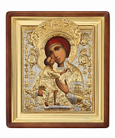 Икона Пресвятой Богородицы ФЕОДОРОВСКАЯ (РУКОПИСНАЯ, КИОТ, РИЗА)