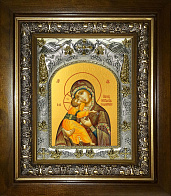 Икона Владимирская икона Божией Матери, в деревяном киоте