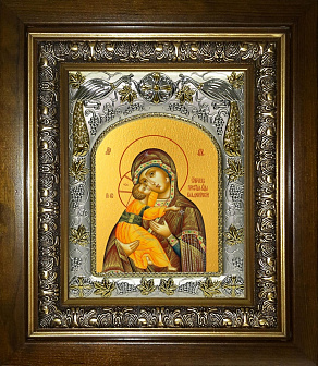 Икона Владимирская икона Божией Матери, в деревяном киоте