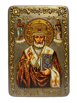 Настольная икона ''Святитель Николай, архиепископ Мир Ликийский (Мирликийский), чудотворец'' на море