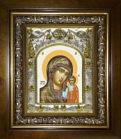 Икона Казанская икона Божией Матери, в деревяном киоте