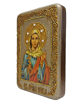 Настольная икона ''Святая мученица Ника Коринфская'' на мореном дубе