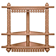 Иконная полка трехъярусная угловая из дерева резная