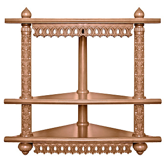 Иконная полка трехъярусная угловая из дерева резная