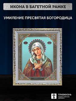 Икона Умиление Божия Матерь, бронзовая багетная рамка узкая с узором 15х18 см Икона Умиление Божия Матерь, бронзовая багетная рамка узкая с узором 15х18 см
