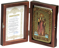 Настольная икона ''Святитель Филипп, митрополит Московский'' на мореном дубе