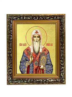 Икона "Алексий", св. митр. Московский, с золочением поталью, 09007-УЛ Икона "Алексий", св. митр. Московский, с золочением поталью, 09007-УЛ