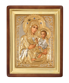 Икона живописная в киоте 50х70 масло, риза №220, камни, киот №1 Скоропослушница БМ