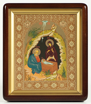Икона в киоте 18х24 фигурный, темпера №9 Рождество Христово 2