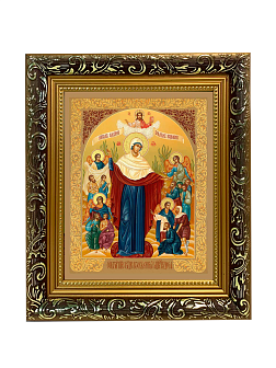 Икона Божией Матери "Всех Скорбящих Радость" с золочением поталью, 03008-УЛ
