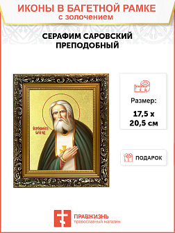 Икона "Серафим Саровский", св. прп., чудотв., с золочением поталью, 09С11-УЛ