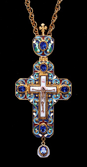 Крест наперсный №131 филигрань, эмаль / золочение