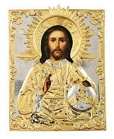 Икона живописная Спасителя 24х30, масло, риза №308, золочение