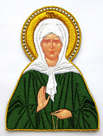 Икона св. блаженная Матрона Московская, высота. 16-17 см, вышитая
