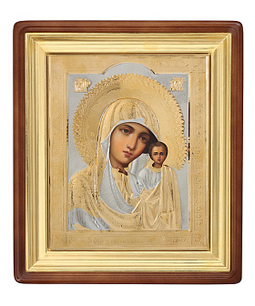Икона живописная в киоте 18х24 масло, риза №252, киот №1 Казанская БМ