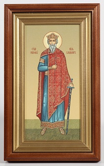 Икона в киоте 11х22 сложный канвас Князь Владимир