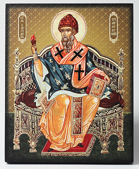 Икона на доске 13х15 объёмная печать, лак Спиридон Тримифунтский 2